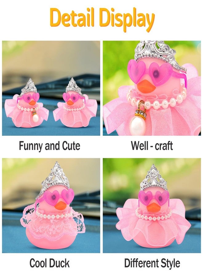 wonuu Car Rubber Duck Decoration Pink Car Accessories for Dashboard, Pink Pearl String - Image 3